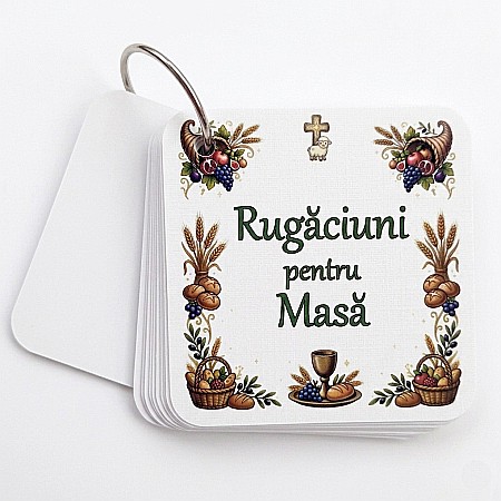 Cartonașe pe inel - Set 18 Cartonașe Educative "Rugăciuni pentru Masă"