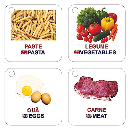 Set 18 Cartonașe Educative pe Inel – Alimente (Română/Engleză) [1]