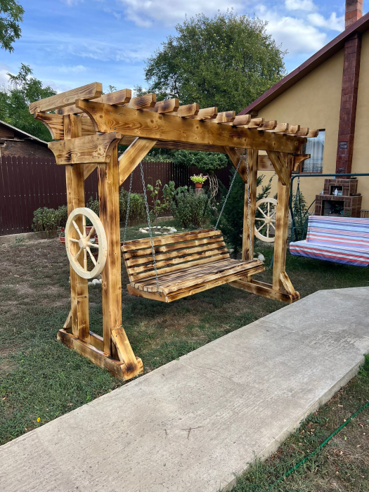 Balansoar Tip Pergola Lemn Masiv cu Banca [2]