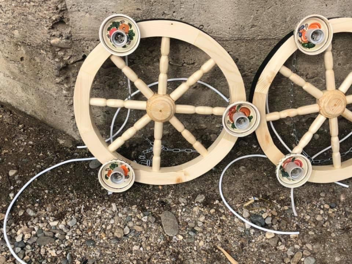 Lustra Rustica Farfurii Ornamentale 40 cm Diametru cu  [3/4 Becuri] [3]