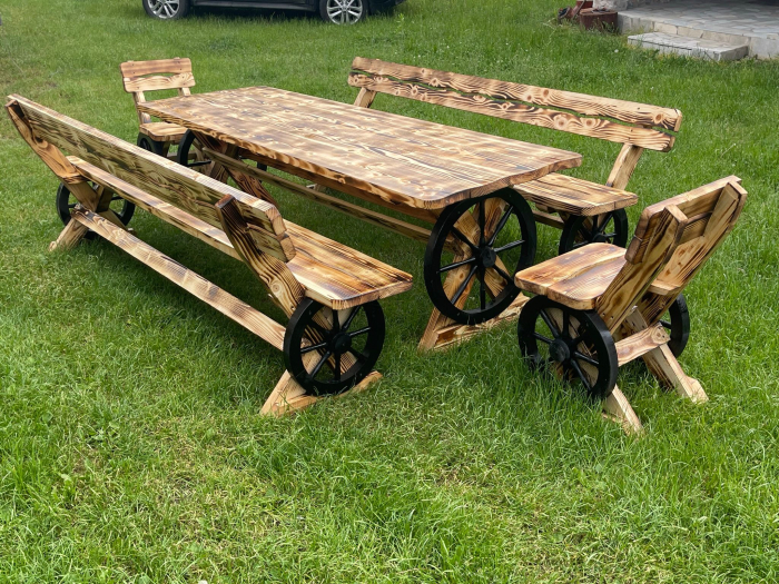 Set Masa Rustic 2,5 Metri cu Banci 2,5 Metri si Scaune [3]
