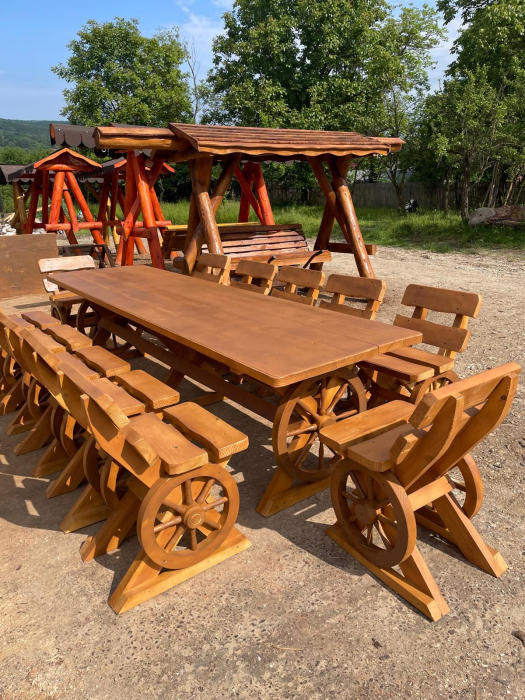 Set Masa Rustic 3 Metri cu 12 Scaune [4]