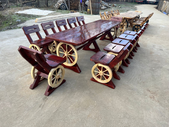 Set Masa Rustic 3 Metri cu 12 Scaune [5]