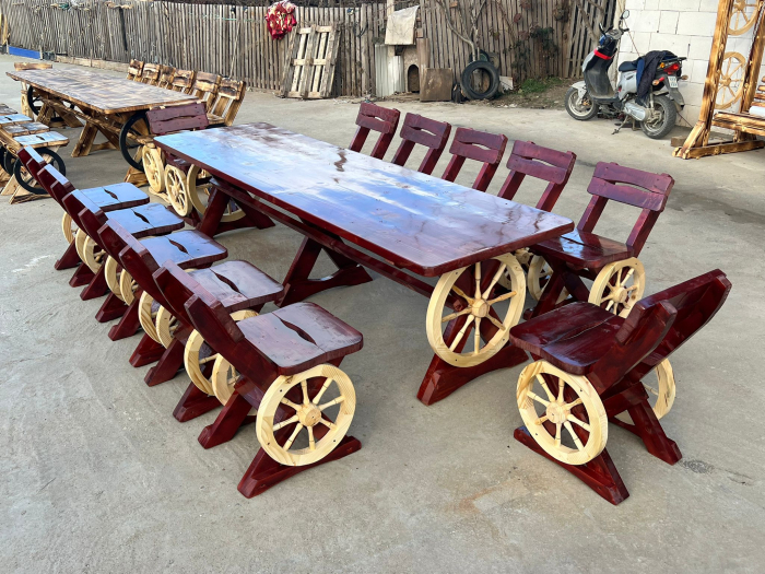 Set Masa Rustic 3 Metri cu 12 Scaune [7]