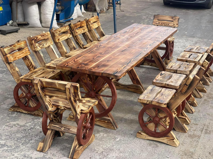 Set Masa Rustic 3 Metri cu 12 Scaune [2]