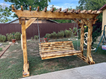 Balansoar Tip Pergola Lemn Masiv cu Banca [4]