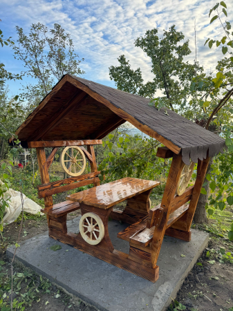 Foisor Rustic 8 Persoane Roti Ornamentale Acoperis Sindrila Bituminoasa [4]