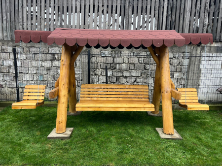 Gradina & Exterior - Leagan Lemn Masiv 2 Extensii Acoperis Sindrila Bituminoasa