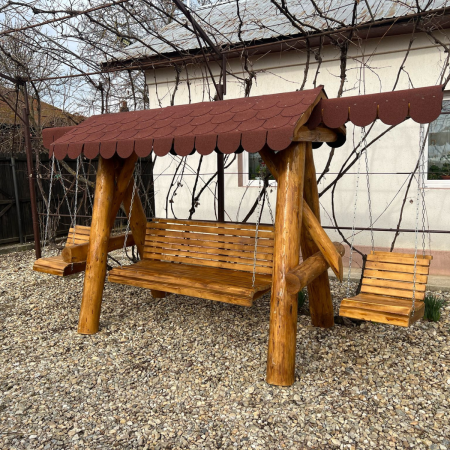 Leagan din Lemn Masiv 2 Extensii Acoperis Sindrila Bituminoasa [2]