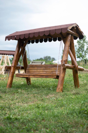 Gradina & Exterior - Leagan Lemn Masiv Simplu Acoperis Sindrila Bituminoasa