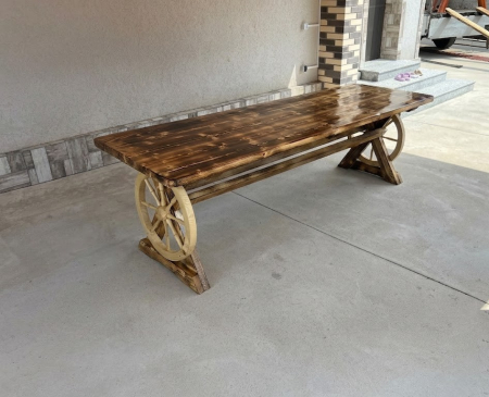 Set Masa & Scaune/Banci - Masa Rustica Lemn Masiv 2 Metri