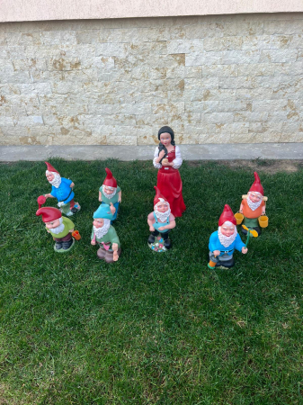 Decorațiuni grădină - Set 8 Figurine Gradina Alba ca Zăpada si Pitici din Cauciuc