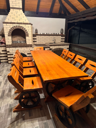 Set Masa Rustic 2,5 Metri cu 10 Scaune [2]