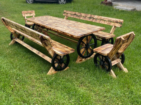 Set Masa Rustic 2,5 Metri cu Banci 2,5 Metri si Scaune [2]