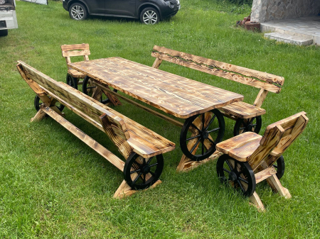 Set Masa Rustic 2,5 Metri cu Banci 2,5 Metri si Scaune [3]