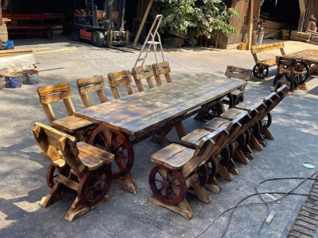 Set Masa Rustic 3 Metri cu 12 Scaune [8]