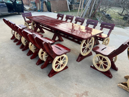 Set Masa Rustic 3 Metri cu 12 Scaune [5]