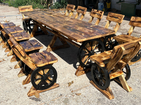 Set Masa Rustic 3 Metri cu 12 Scaune [7]