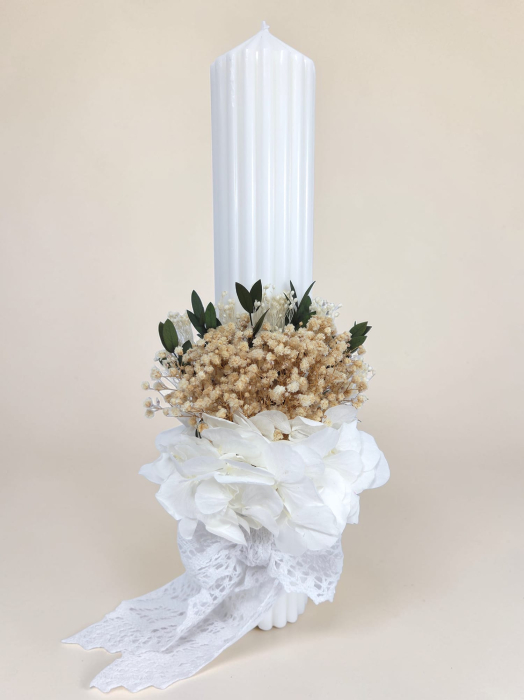 Lumanare Botez -Gypsophilla si Hortensie -livrare-gratuita-atelierul-floral-infinity. [2]