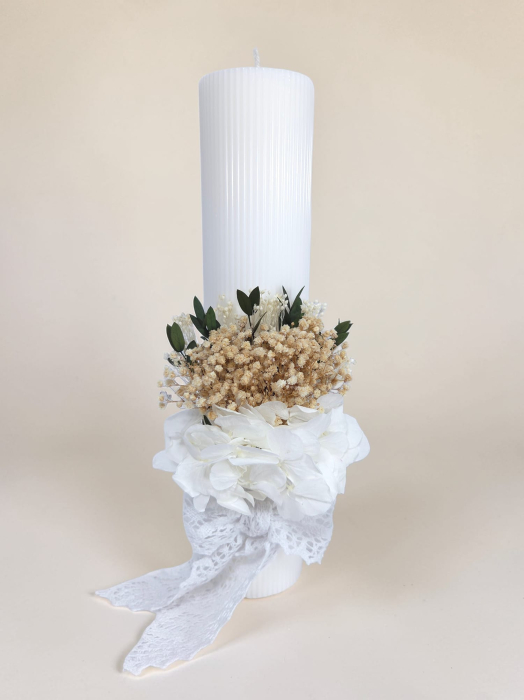 Lumanare Botez -Gypsophilla si Hortensie Criogenata-livrare-gratuita-atelierul-floral-infinity. [2]