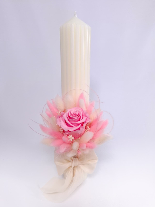 Lumanare Botez Canelata si Trandafiri Criogenati-livrare-gratuita-atelierul-floral-infinity. [3]