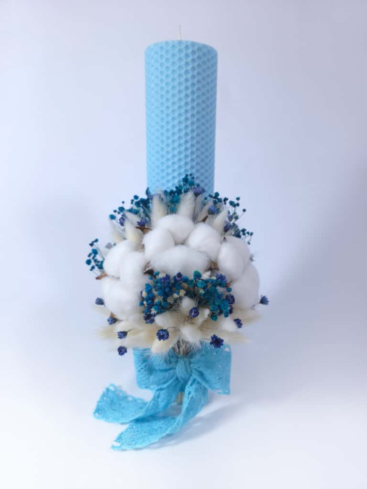 Lumanare Botez Ceara Naturala Albine si Flori de Bumbac-Flori Criogenate-livrare-gratuita-atelierul-floral-infinity. [3]
