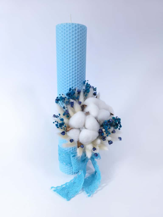 Lumanare Botez Ceara Naturala Albine si Flori de Bumbac-Flori Criogenate-livrare-gratuita-atelierul-floral-infinity. [5]