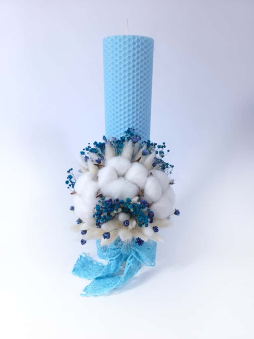 Lumanare Botez Ceara Naturala Albine si Flori de Bumbac-Flori Criogenate-livrare-gratuita-atelierul-floral-infinity. [4]