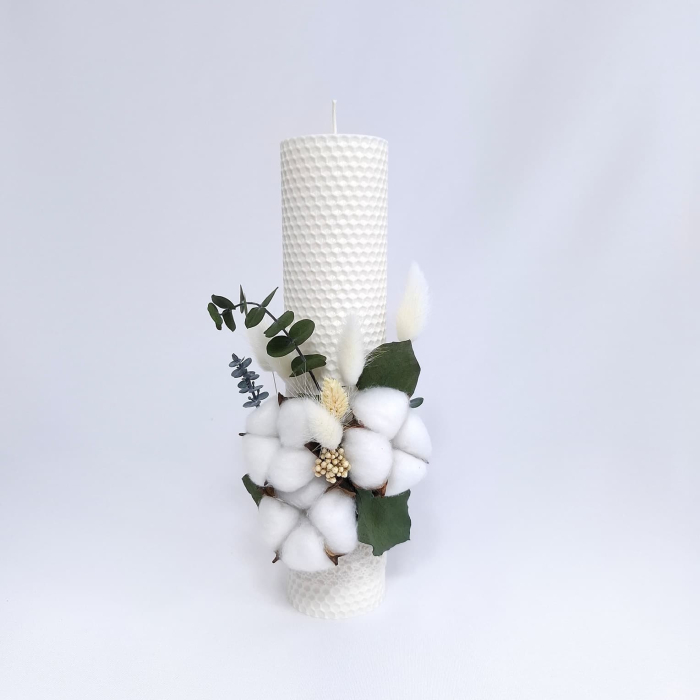 Lumanare Botez Ceara Naturala Albine si Flori Bumbac-livrare-gratuita-atelierul-floral-infinity. [3]
