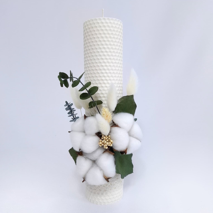 Lumanare Botez Ceara Naturala Albine si Flori Bumbac-livrare-gratuita-atelierul-floral-infinity. [3]