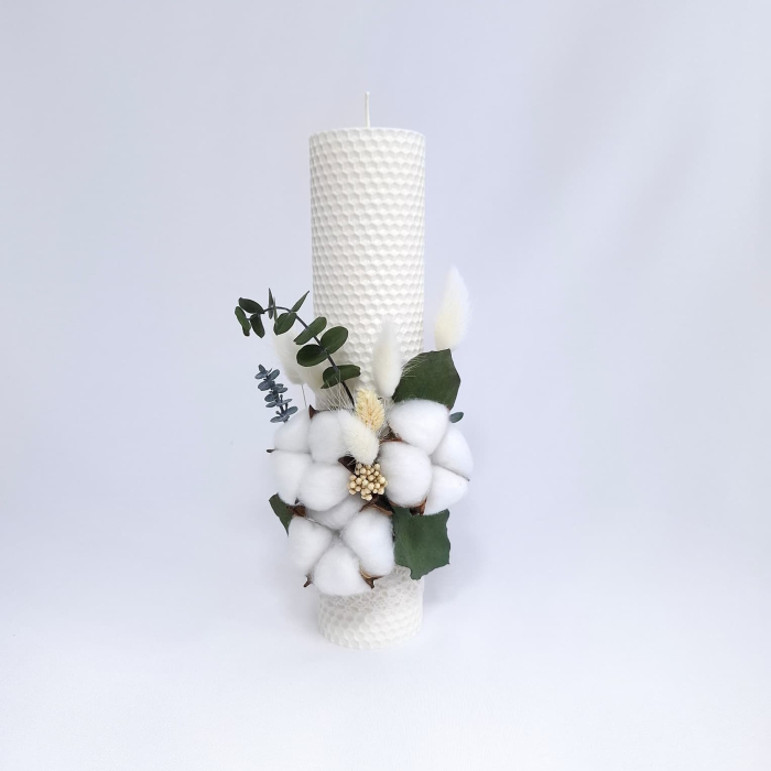 Lumanare Botez Ceara Naturala Albine si Flori Bumbac-livrare-gratuita-atelierul-floral-infinity. [2]