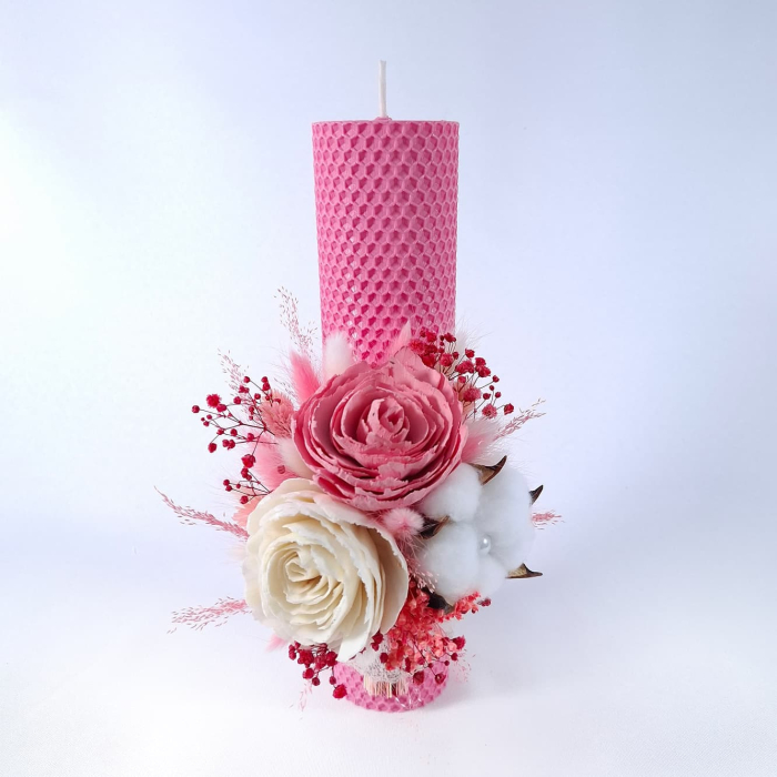 Lumanare Botez Ceara Naturala Albine si Flori Ming-livrare-gratuita-atelierul-floral-infinity. [2]