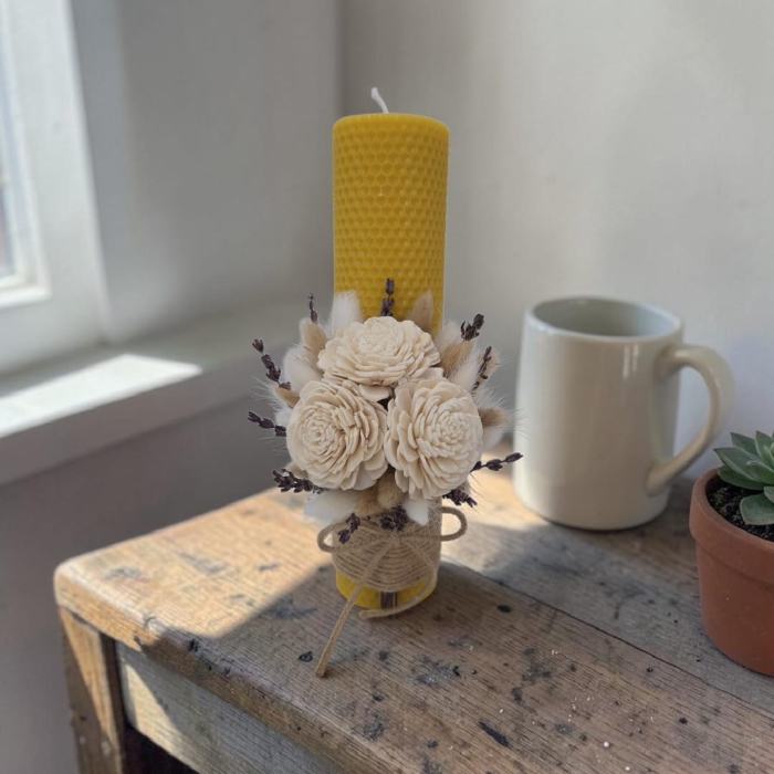 Lumanare Botez Ceara Naturala Albine si Flori Uscate-livrare-gratuita-atelierul-floral-infinity. [2]