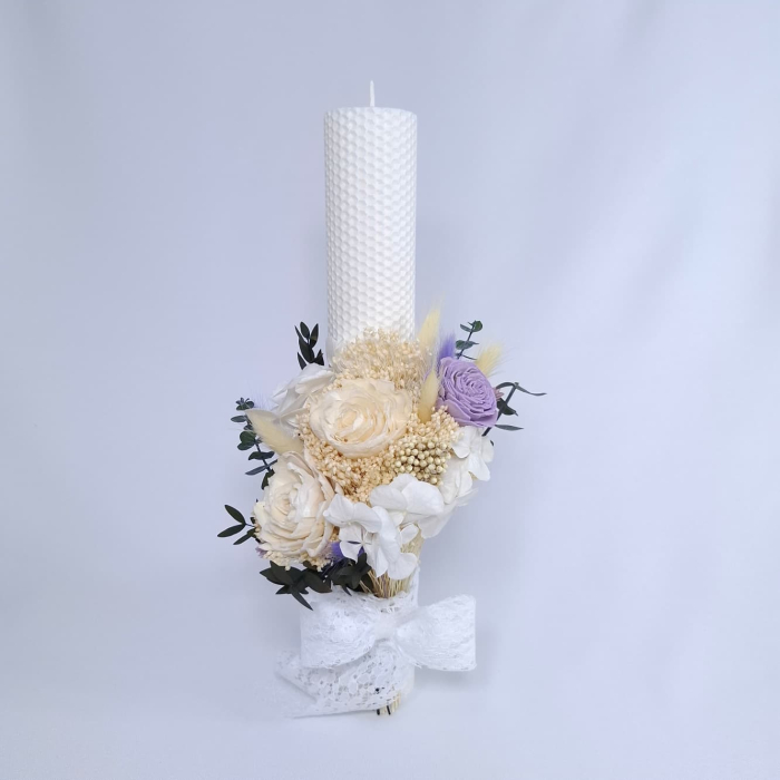 Lumanare Botez Ceara Naturala Albine si Trandafiri Criogenati-livrare-gratuita-atelierul-floral-infinity. [4]