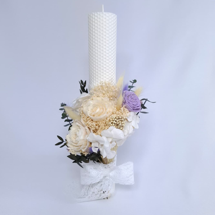 Lumanare Botez Ceara Naturala Albine si Trandafiri Criogenati-livrare-gratuita-atelierul-floral-infinity. [5]
