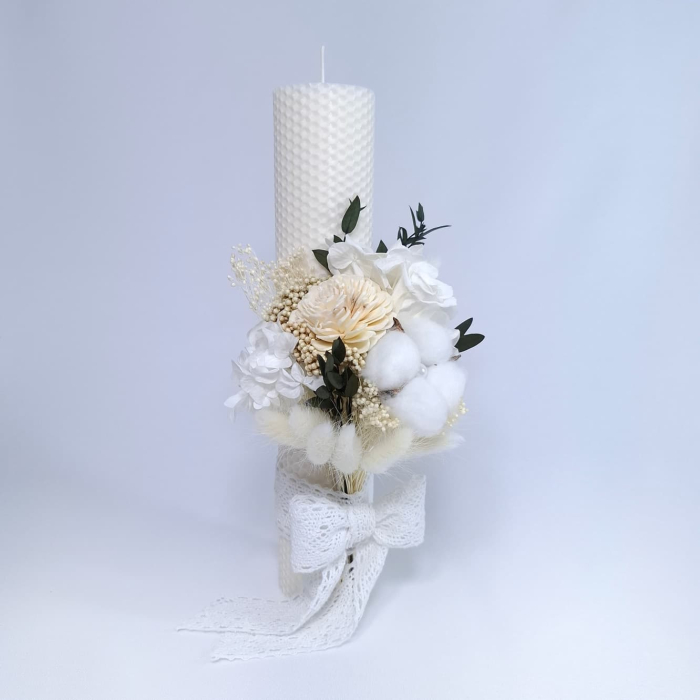 Lumanare Botez Ceara Naturala Albine si Trandafiri Criogenati-livrare-gratuita-atelierul-floral-infinity. [4]