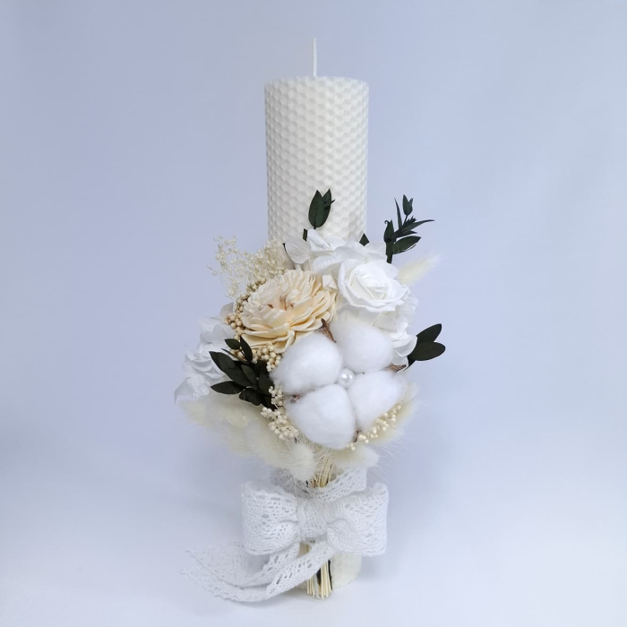 Lumanare Botez Ceara Naturala Albine si Trandafiri Criogenati-livrare-gratuita-atelierul-floral-infinity. [2]