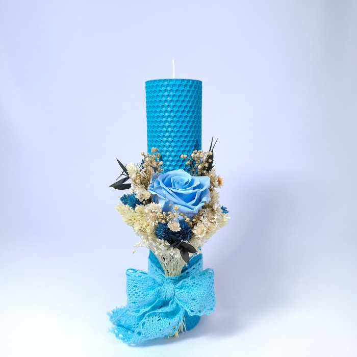 Lumanare Botez Ceara Naturala Albine si Trandafiri Criogenati-livrare-gratuita-atelierul-floral-infinity. [3]