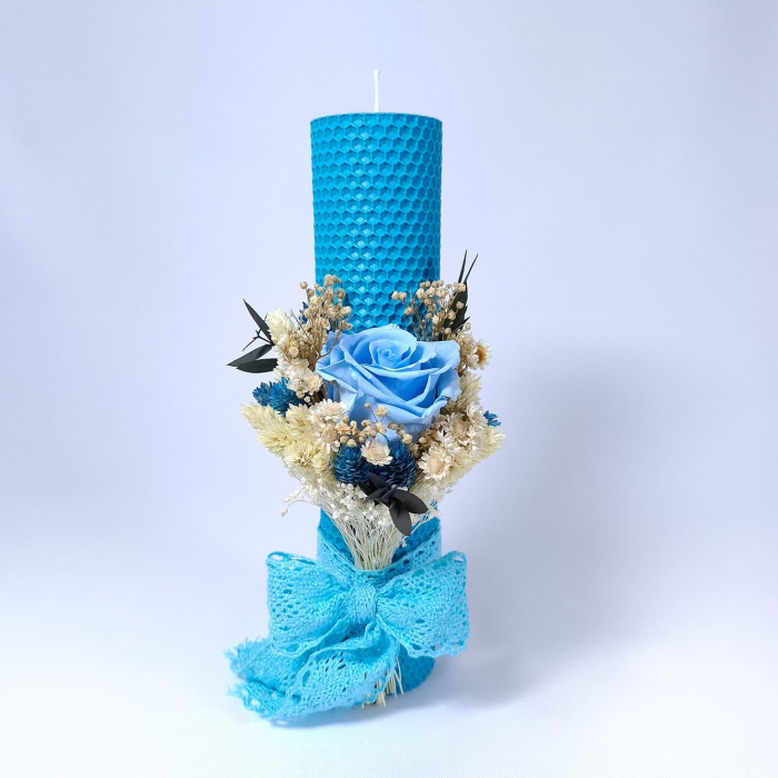 Lumanare Botez Ceara Naturala Albine si Trandafiri Criogenati-livrare-gratuita-atelierul-floral-infinity. [2]