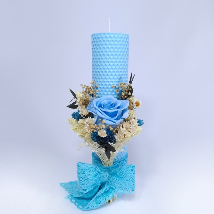 Lumanare Botez Ceara Naturala Albine si Trandafiri Criogenati-livrare-gratuita-atelierul-floral-infinity. [4]