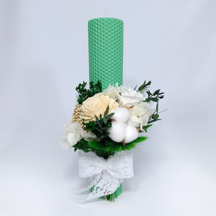 Lumanare Botez Ceara Naturala Albine si Trandafiri Criogenati-livrare-gratuita-atelierul-floral-infinity. [4]