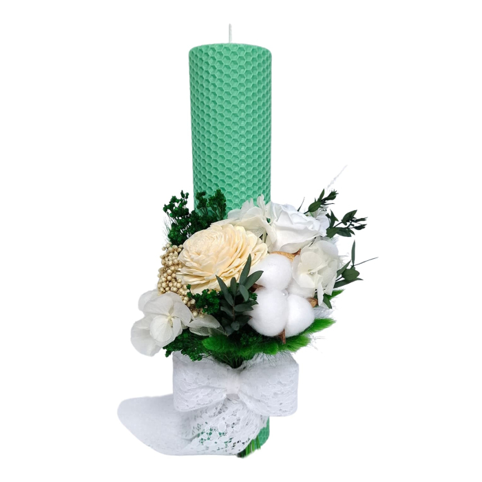 Lumanare Botez Ceara Naturala Albine si Trandafiri Criogenati-livrare-gratuita-atelierul-floral-infinity. [5]