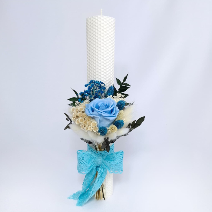 Lumanare Botez Ceara Naturala Albine si Trandafiri Criogenati-livrare-gratuita-atelierul-floral-infinity. [3]