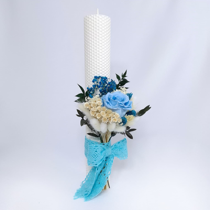 Lumanare Botez Ceara Naturala Albine si Trandafiri Criogenati-livrare-gratuita-atelierul-floral-infinity. [4]