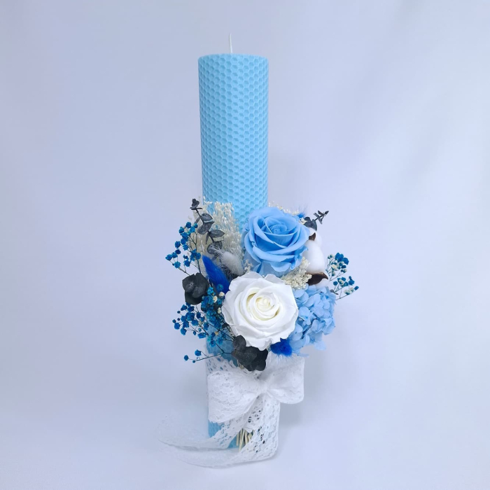 Lumanare Botez Ceara Naturala Albine si Trandafiri Criogenati-livrare-gratuita-atelierul-floral-infinity. [4]