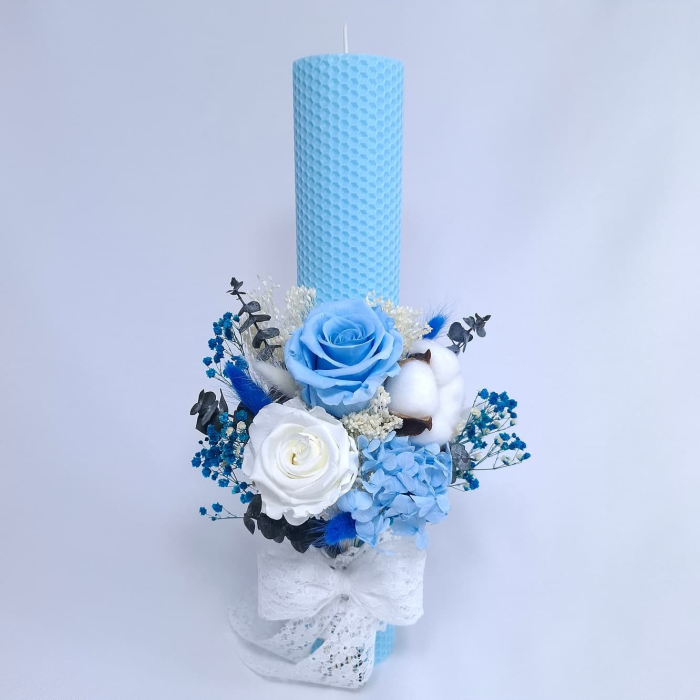 Lumanare Botez Ceara Naturala Albine si Trandafiri Criogenati-livrare-gratuita-atelierul-floral-infinity. [5]