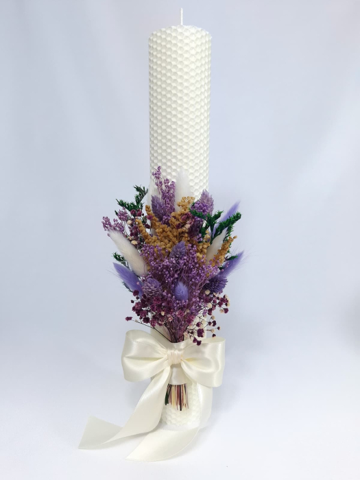 Lumanare Botez Ceara Naturala Albine si Flori Uscate-Flori Criogenate-livrare-gratuita-atelierul-floral-infinity. [3]