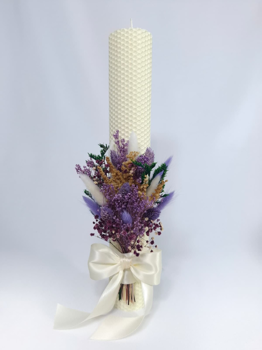 Lumanare Botez Ceara Naturala Albine si Flori Uscate-Flori Criogenate-livrare-gratuita-atelierul-floral-infinity. [2]