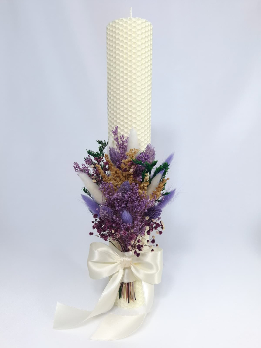Lumanare Botez Ceara Naturala Albine si Flori Uscate-Flori Criogenate-livrare-gratuita-atelierul-floral-infinity. [3]
