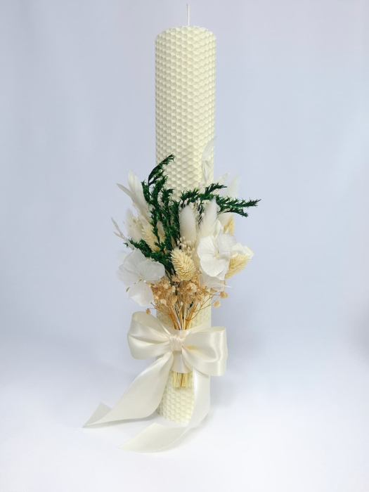 Lumanare Botez Ceara Naturala Albine si Flori Uscate-Flori Criogenate-livrare-gratuita-atelierul-floral-infinity. [2]